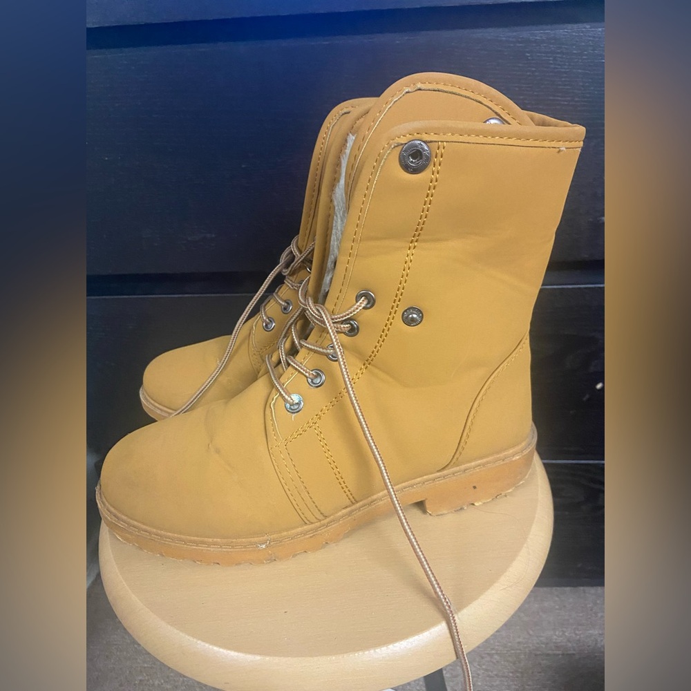 Mustard Lace-Up Ankle Boots